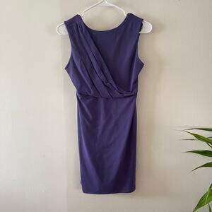 Susana Monaco Bodycon Mini Dress Womens Small Purple Pleated Ponte Casual
